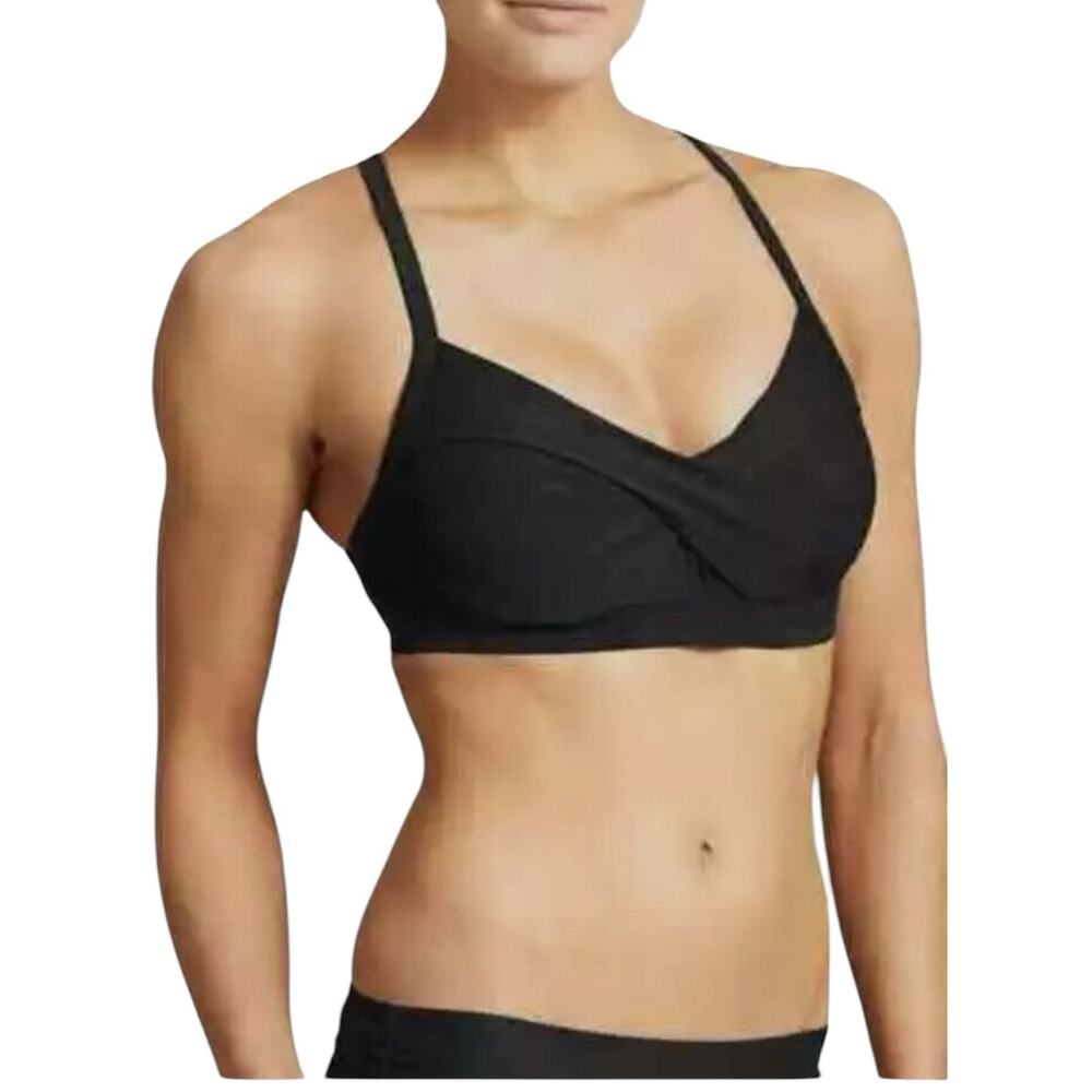 Athleta Women Black 34 D/DD Wild Bloom Twister Bikini Top Adjustable #964874
